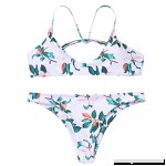 New Bikini for Women 2019 Women Strappy Flower Print Padded Bra Beach Halter Bikini Set Swimsuit Under 10 White B07PGDTCM5